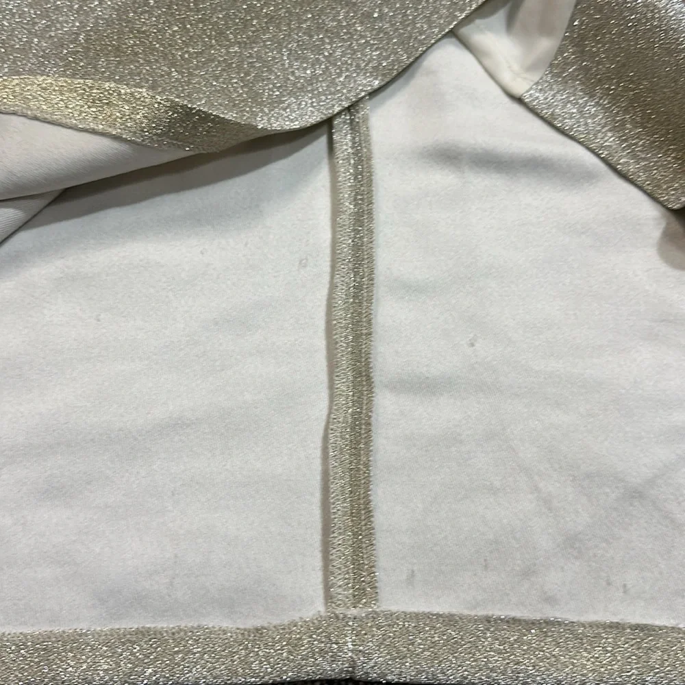 Topshop Tinsel gold one shoulder sparkle glitter dress 6 - Picture 10 of 13